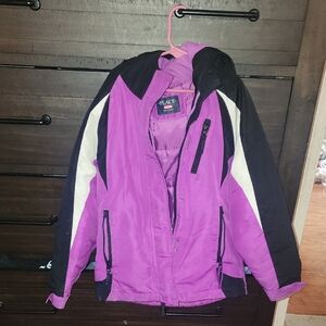 The Children's Place Purple and Black Ski Jacket Weather-Resistant